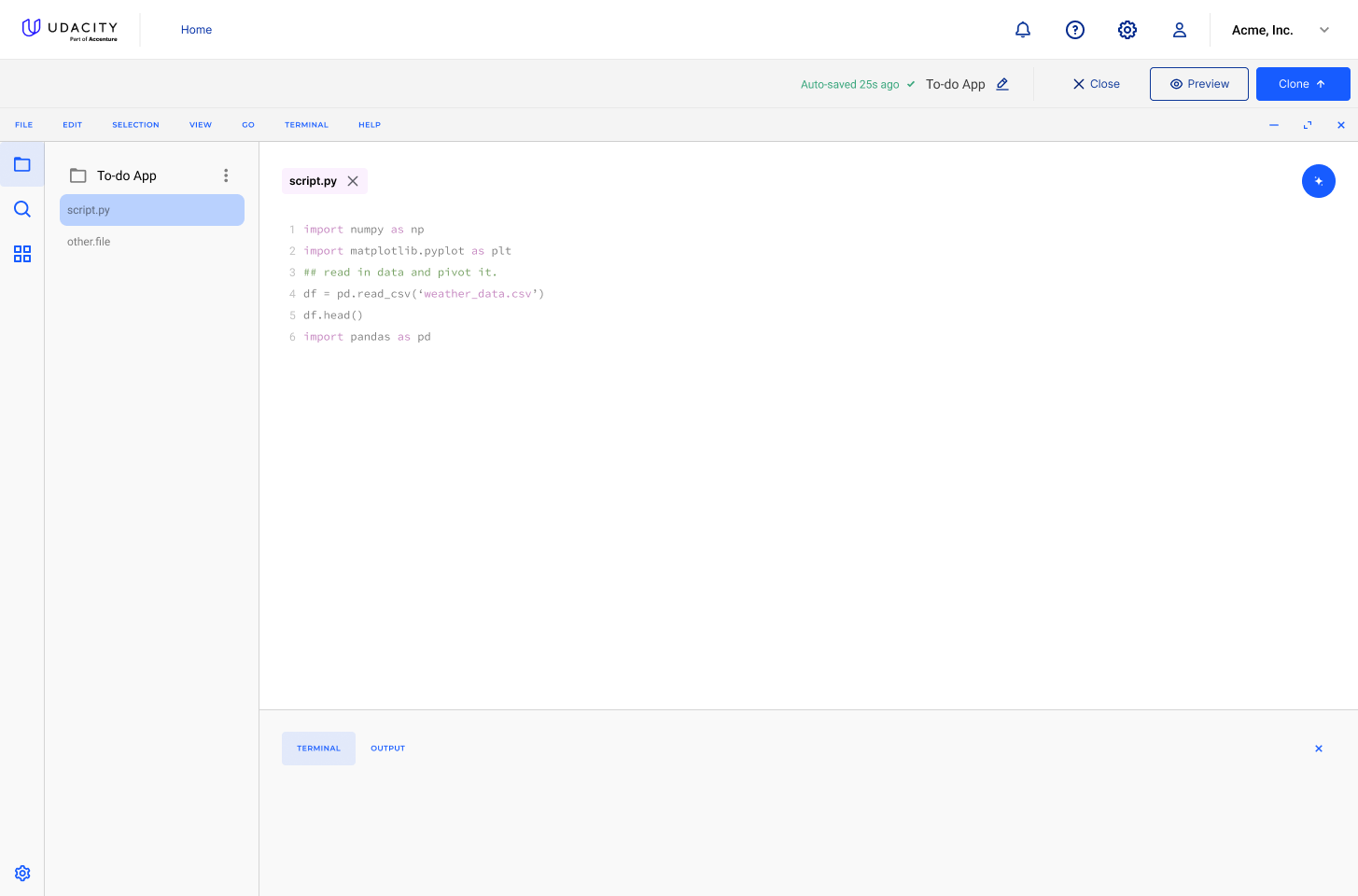 Auto-saved project ready to publish or clone